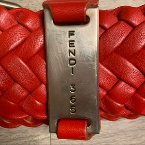 Fendi | vintage red leather woven belt